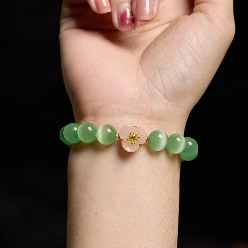 Cat's Eye Chrysoberyl Flower Love Bracelet