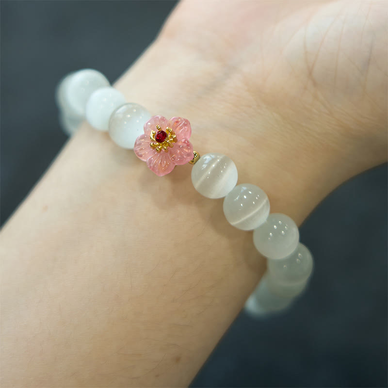Cat's Eye Chrysoberyl Flower Love Bracelet
