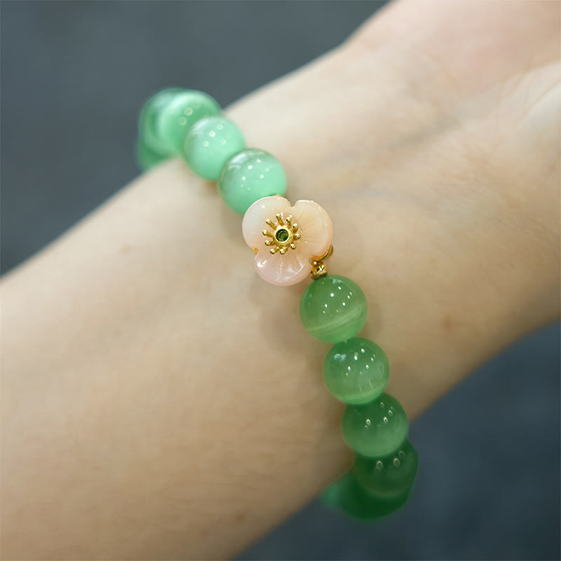 Cat's Eye Chrysoberyl Flower Love Bracelet