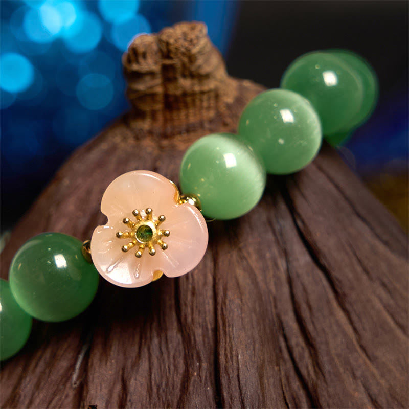Cat's Eye Chrysoberyl Flower Love Bracelet