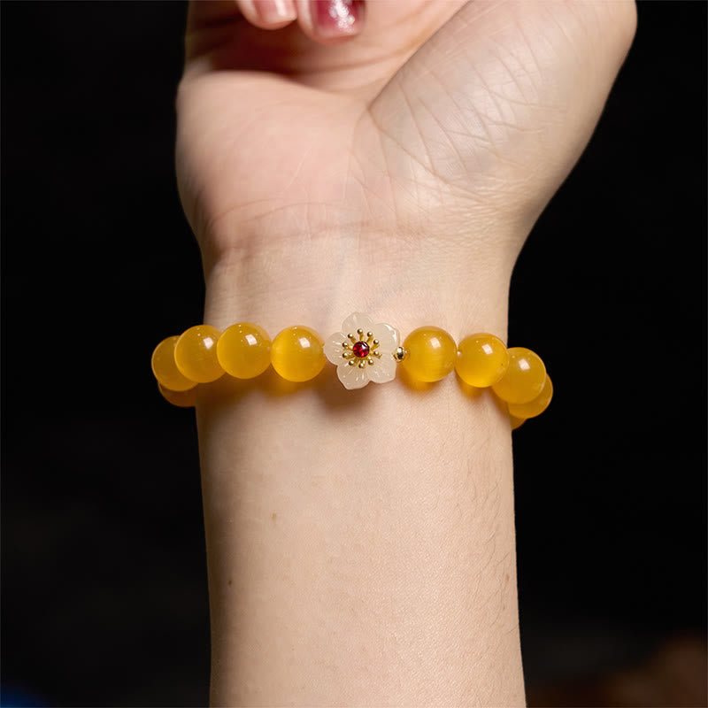 Cat's Eye Chrysoberyl Flower Love Bracelet