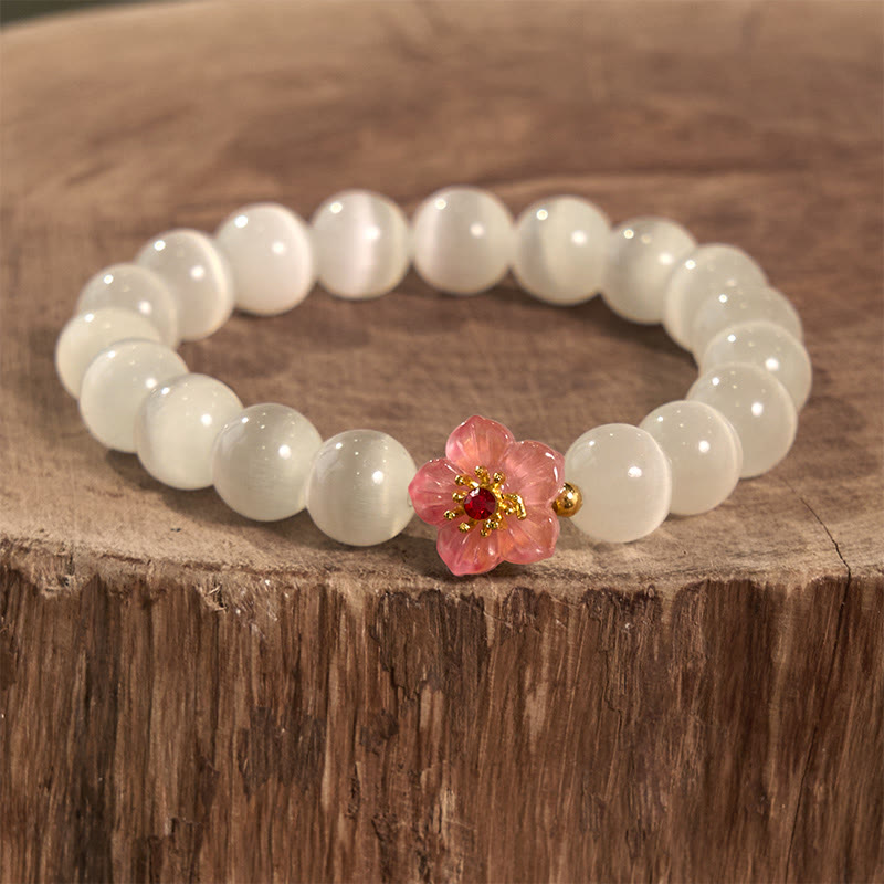 Cat's Eye Chrysoberyl Flower Love Bracelet