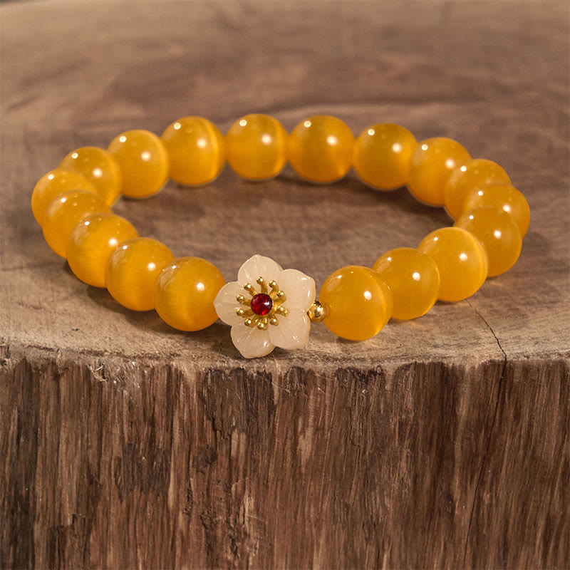 Cat's Eye Chrysoberyl Flower Love Bracelet
