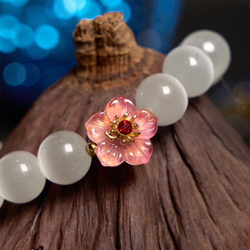Cat's Eye Chrysoberyl Flower Love Bracelet