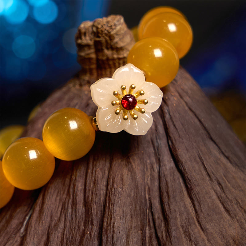 Cat's Eye Chrysoberyl Flower Love Bracelet