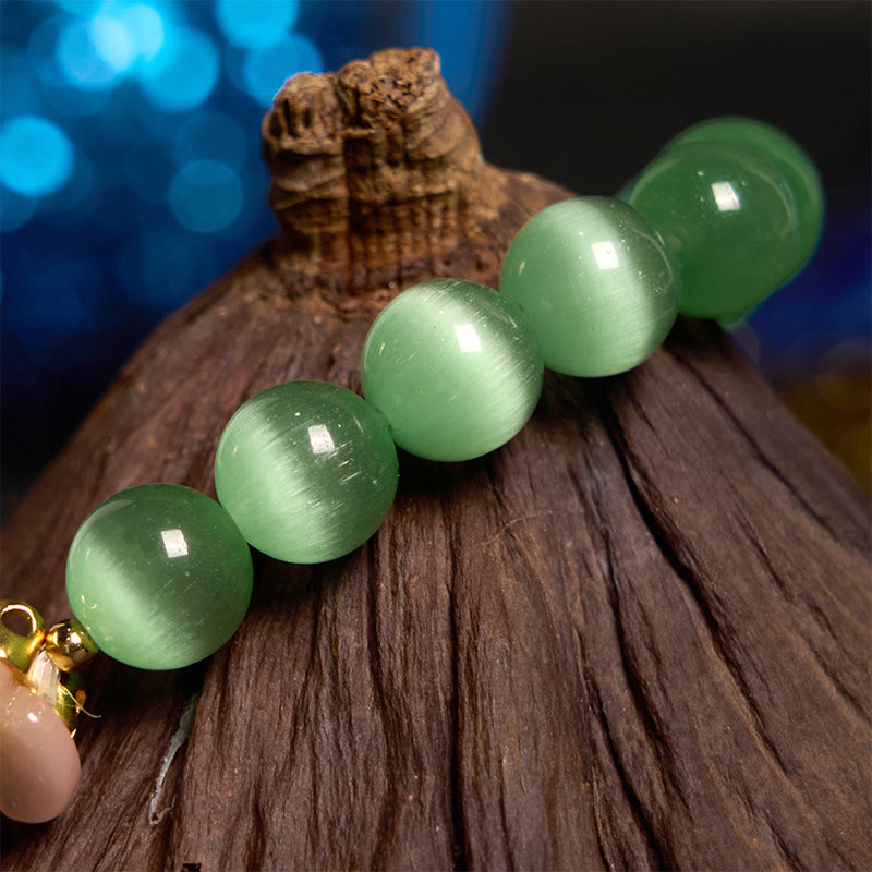 Cat's Eye Chrysoberyl Flower Love Bracelet