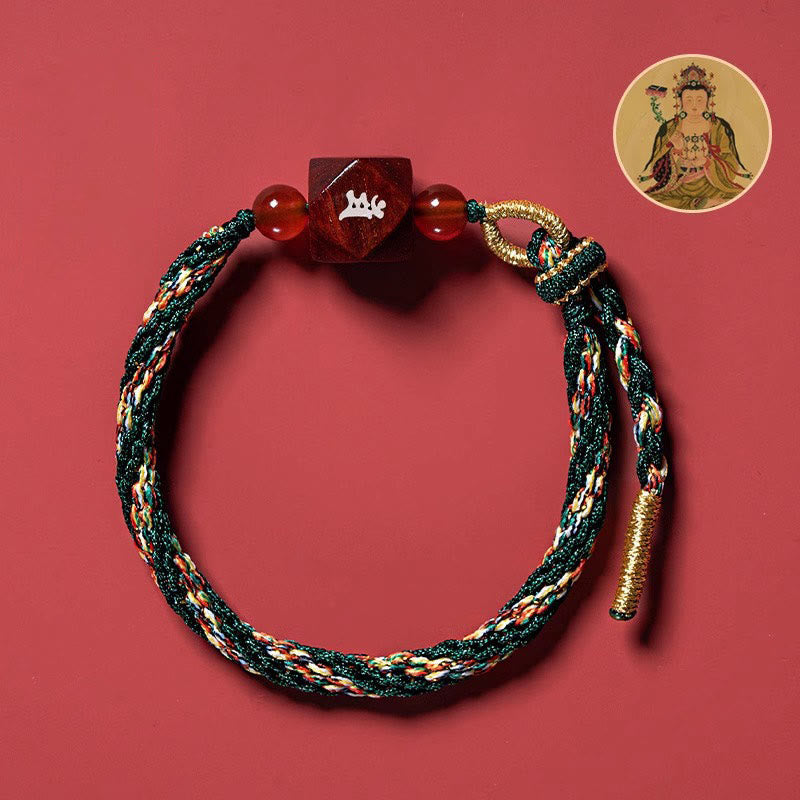 Chinese Zodiac Natal Buddha Small Leaf Red Sandalwood Red String Protection Bracelet