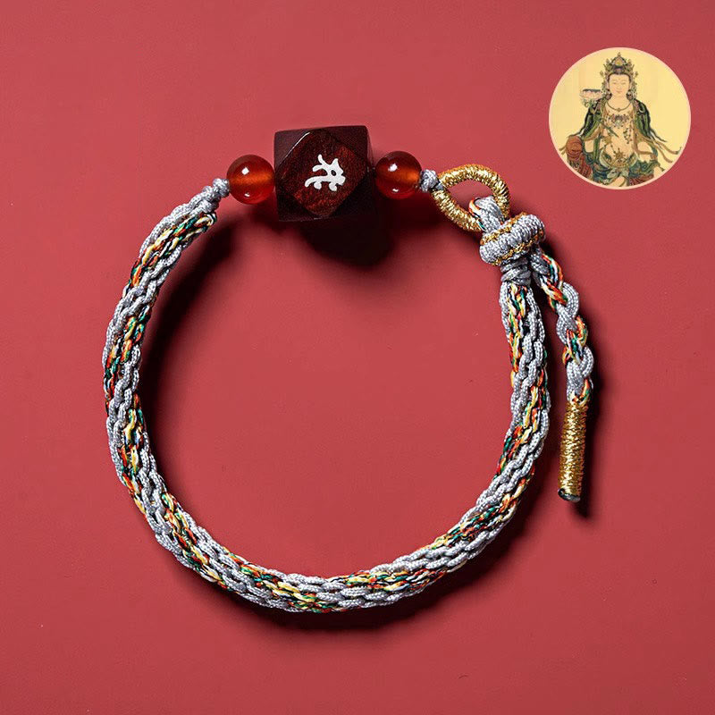 Chinese Zodiac Natal Buddha Small Leaf Red Sandalwood Red String Protection Bracelet
