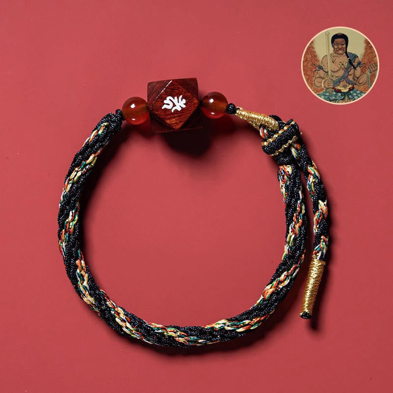 Chinese Zodiac Natal Buddha Small Leaf Red Sandalwood Red String Protection Bracelet