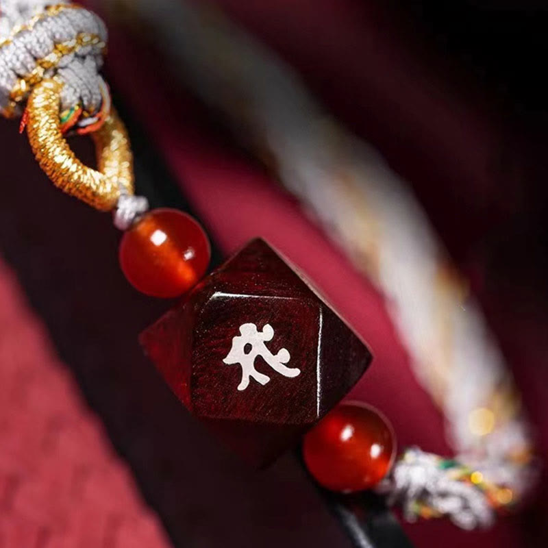 Chinese Zodiac Natal Buddha Small Leaf Red Sandalwood Red String Protection Bracelet