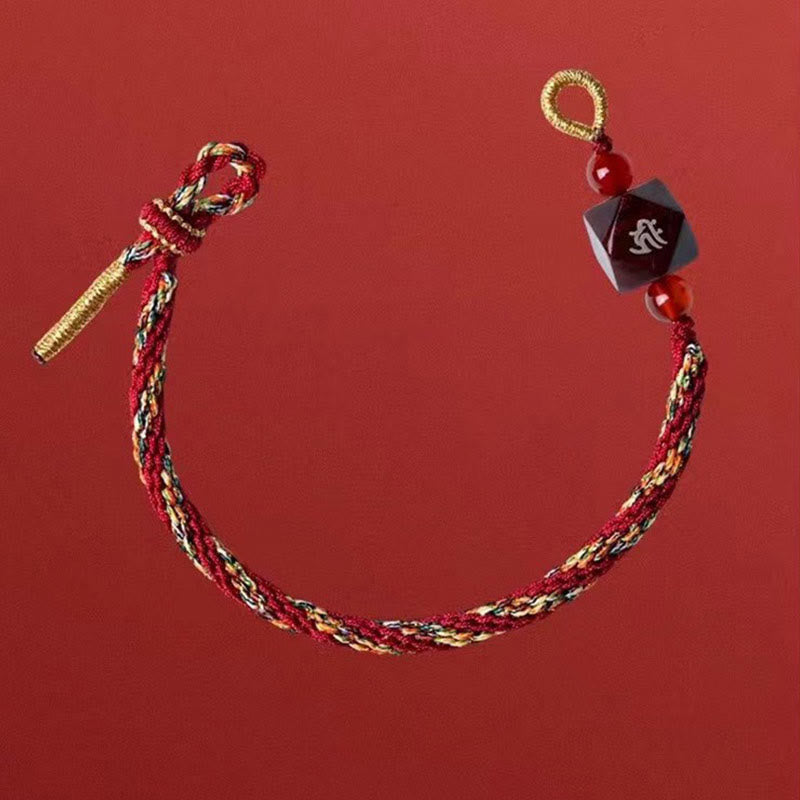 Chinese Zodiac Natal Buddha Small Leaf Red Sandalwood Red String Protection Bracelet