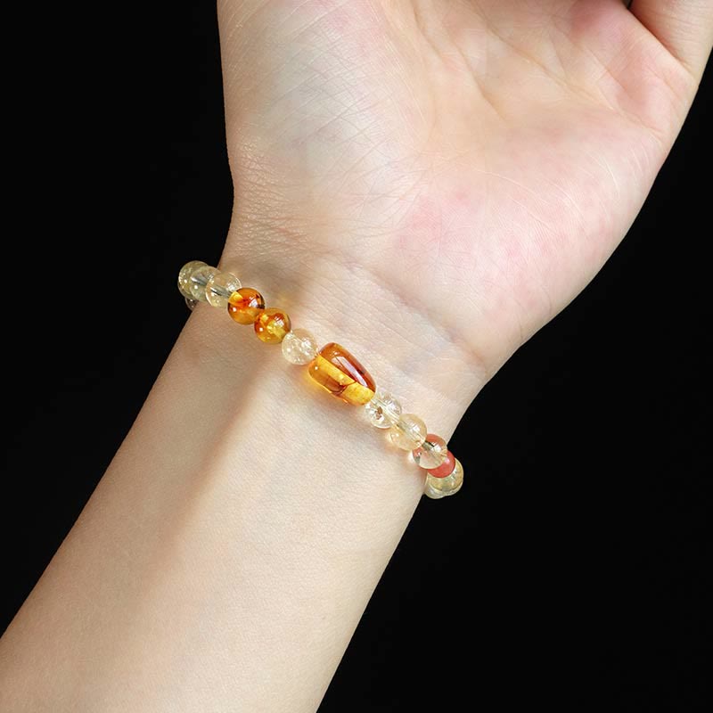 Natural Citrine Pearl Topaz White Crystal Protection Bracelet