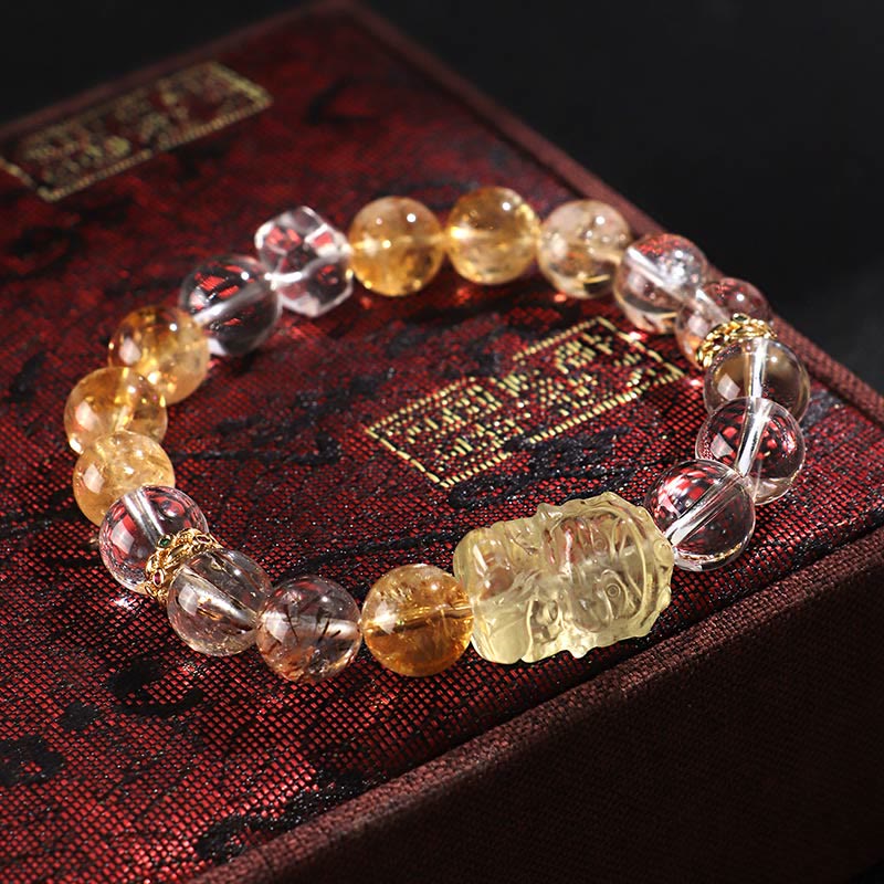 Natural Citrine Pearl Topaz White Crystal Protection Bracelet