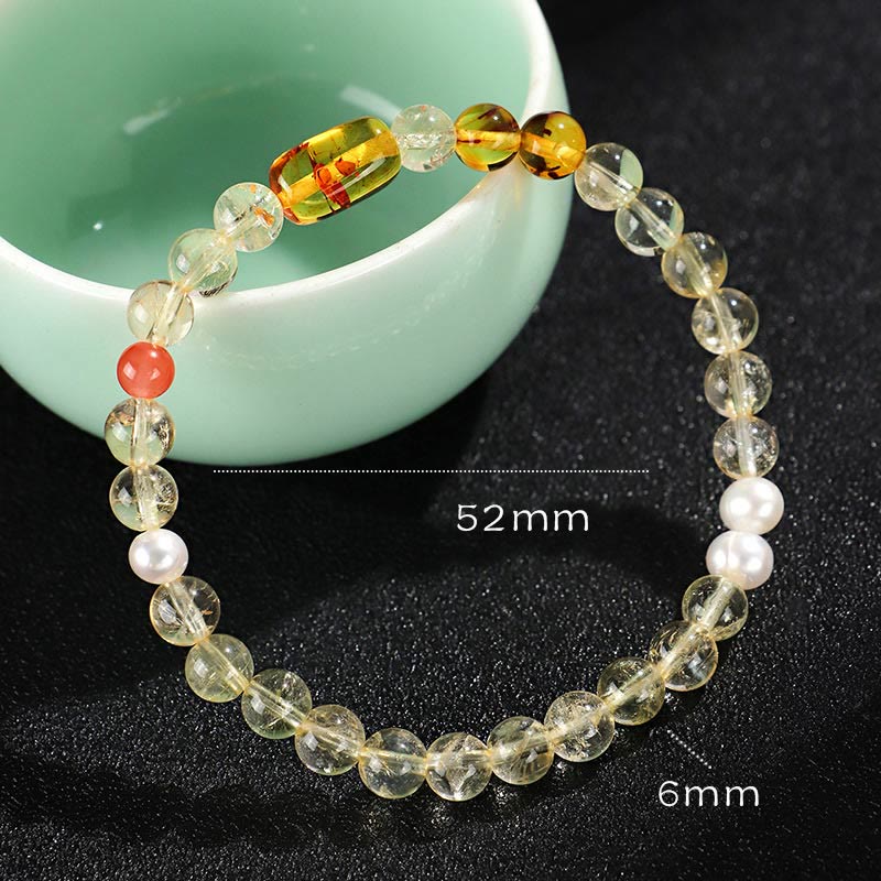 Natural Citrine Pearl Topaz White Crystal Protection Bracelet