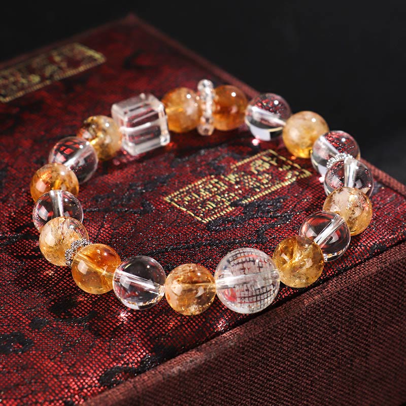 Natural Citrine Pearl Topaz White Crystal Protection Bracelet