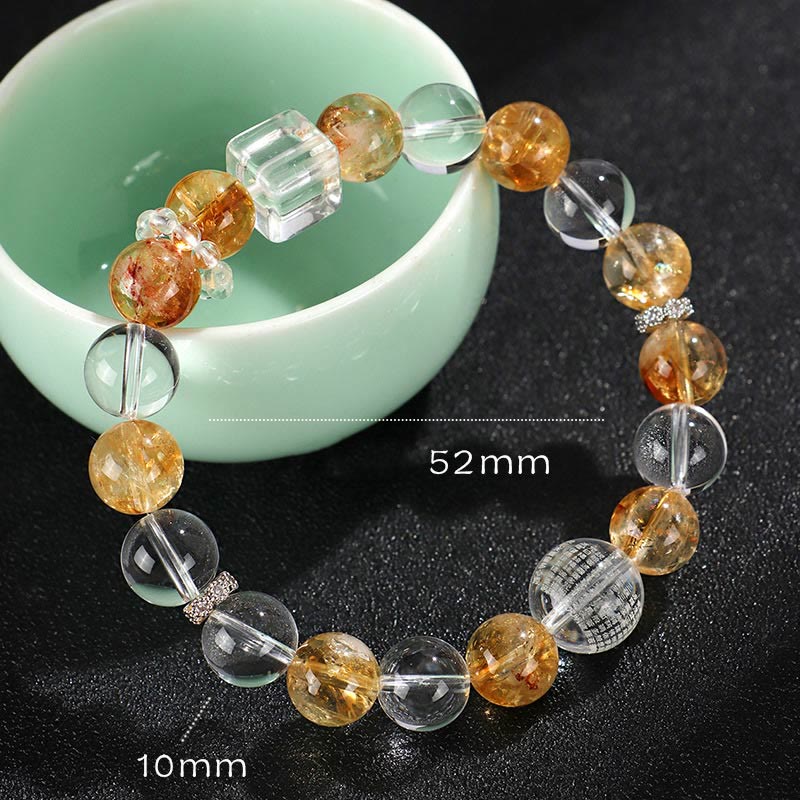 Natural Citrine Pearl Topaz White Crystal Protection Bracelet
