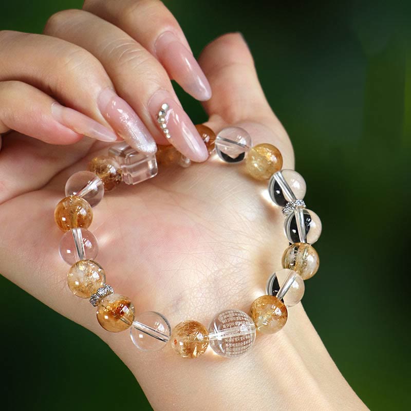Natural Citrine Pearl Topaz White Crystal Protection Bracelet
