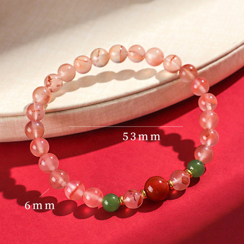South Red Agate Butterfly Orchid Hetian Jade Luck Bracelet