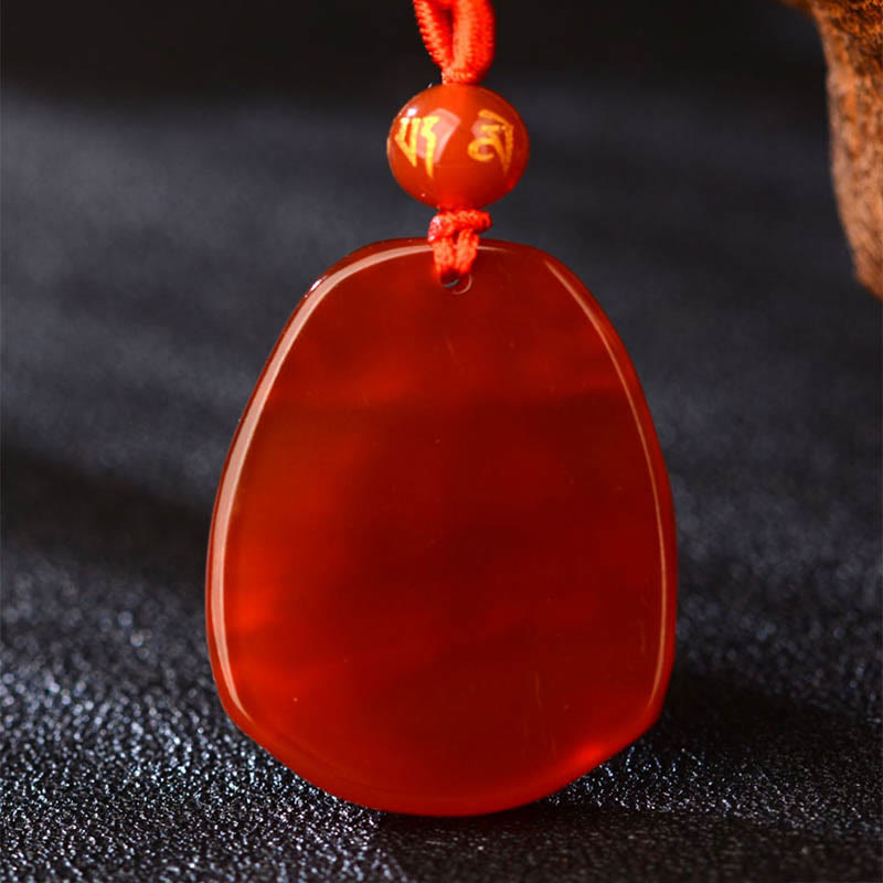 Hand-Carved Natural Red Agate Chinese Zodiac Symbol Pendant Necklace