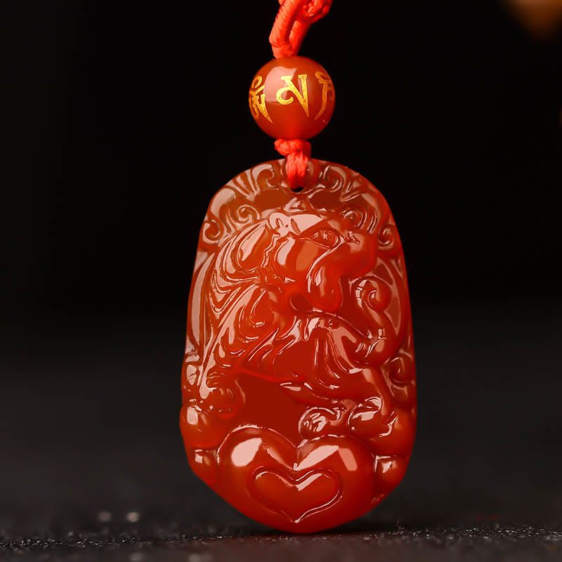 Chinese Zodiac Red Agate Luck Necklace Pendant
