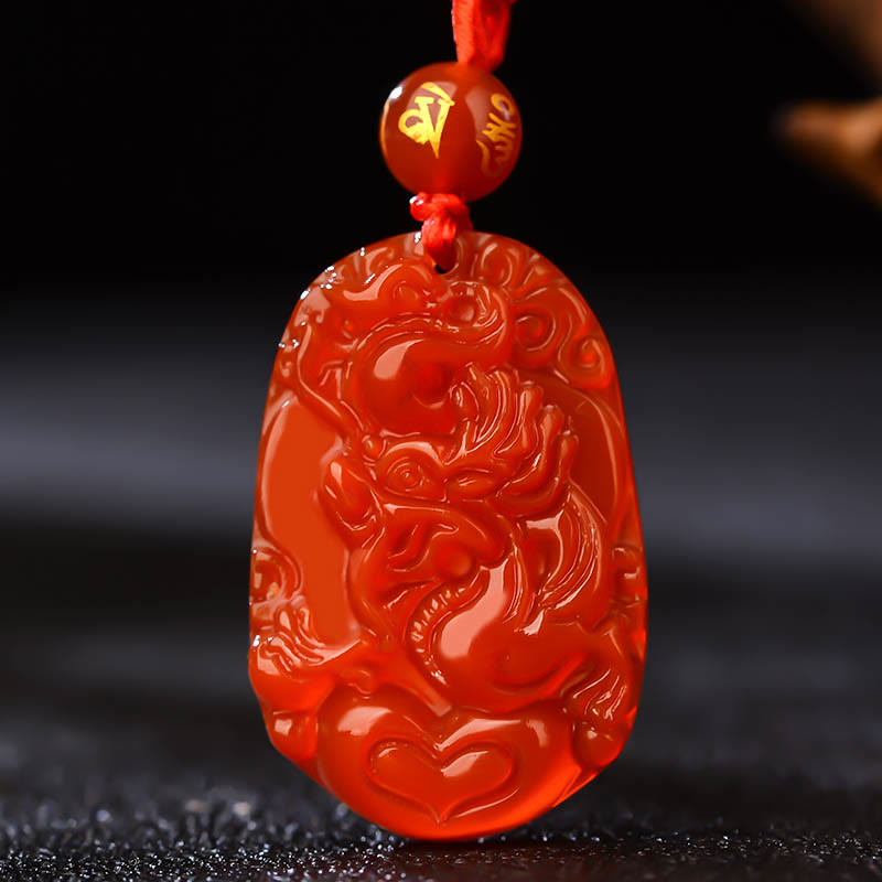 Chinese Zodiac Red Agate Luck Necklace Pendant