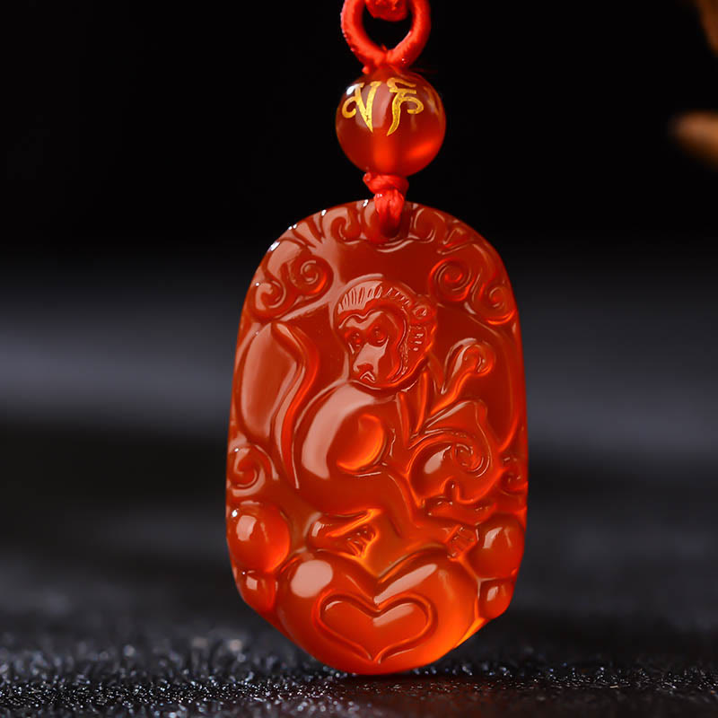 Chinese Zodiac Red Agate Luck Necklace Pendant