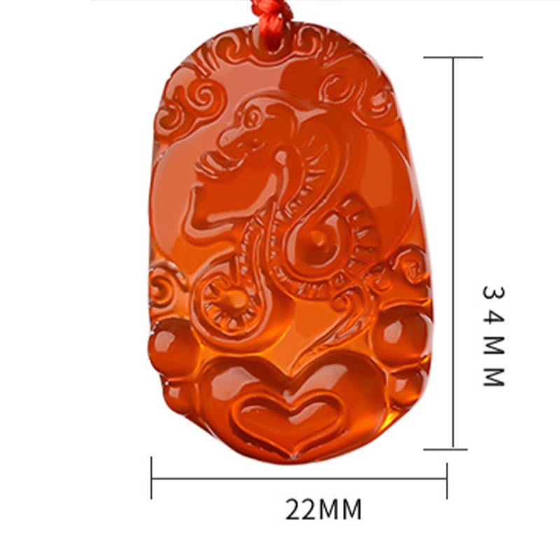 Chinese Zodiac Red Agate Luck Necklace Pendant