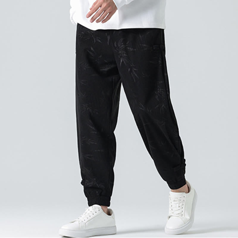 Fall Winter Bamboo Men's Frog-Button Corduroy Pants With Pockets