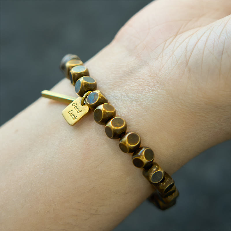 Minimalist Square Copper Bead Grounding Bracelet for Stability