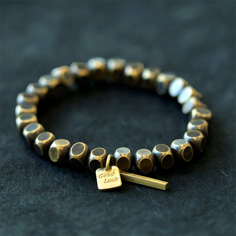 Minimalist Square Copper Bead Grounding Bracelet for Stability