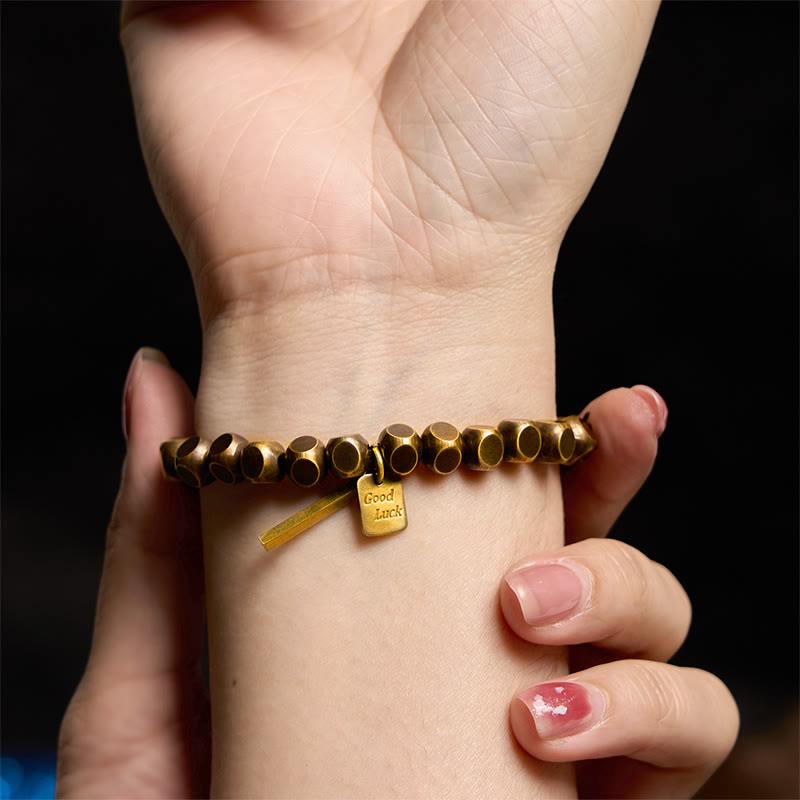 Minimalist Square Copper Bead Grounding Bracelet for Stability