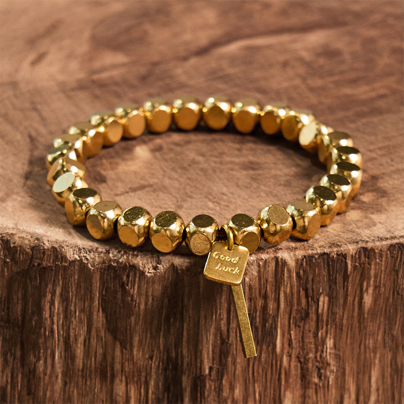 Minimalist Square Copper Bead Grounding Bracelet for Stability