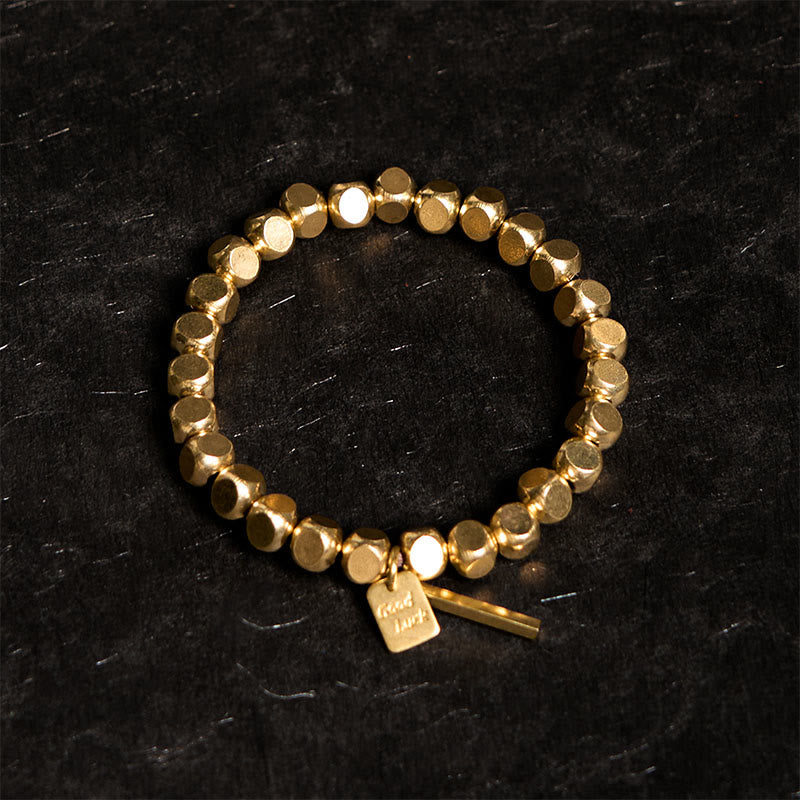 Minimalist Square Copper Bead Grounding Bracelet for Stability