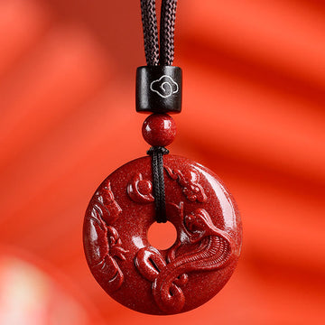 Chinese Zodiac Cinnabar Peace Buckle Calm Necklace Pendant