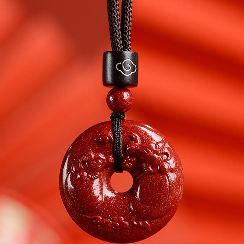 Chinese Zodiac Cinnabar Peace Buckle Calm Necklace Pendant