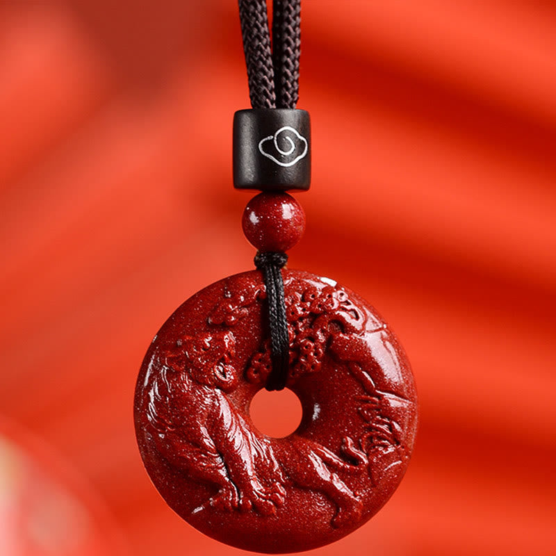 Chinese Zodiac Cinnabar Peace Buckle Calm Necklace Pendant