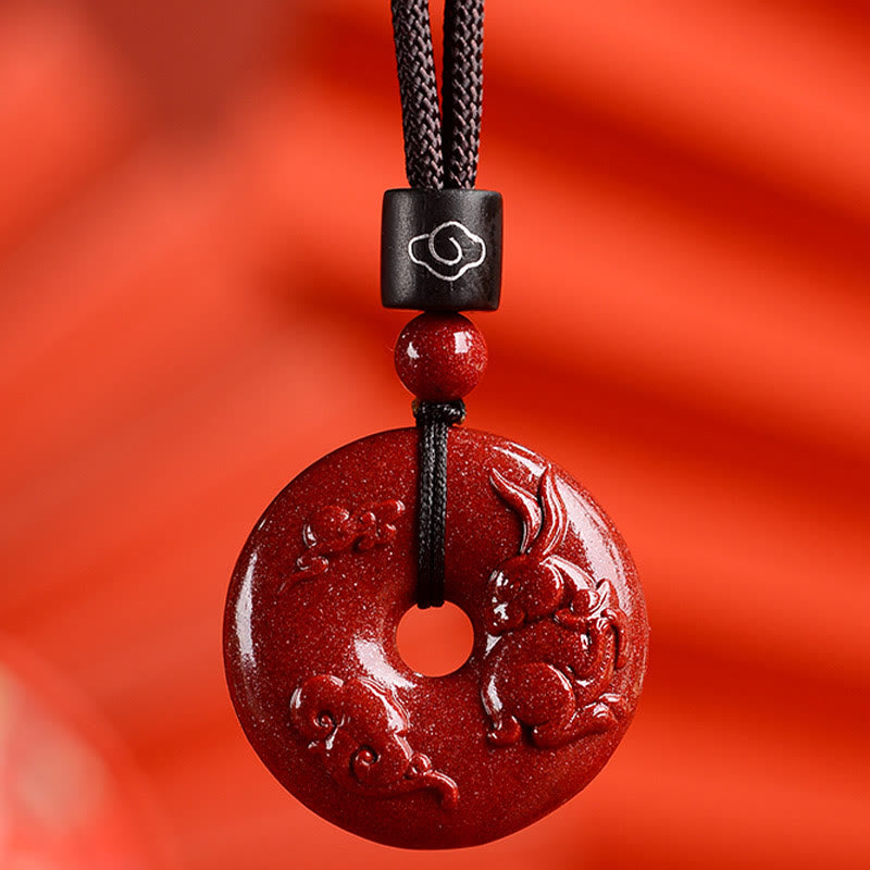 Chinese Zodiac Cinnabar Peace Buckle Calm Necklace Pendant