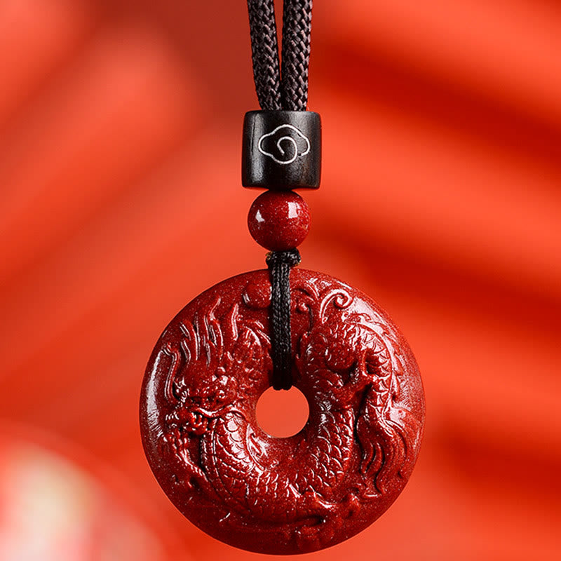 Chinese Zodiac Cinnabar Peace Buckle Calm Necklace Pendant