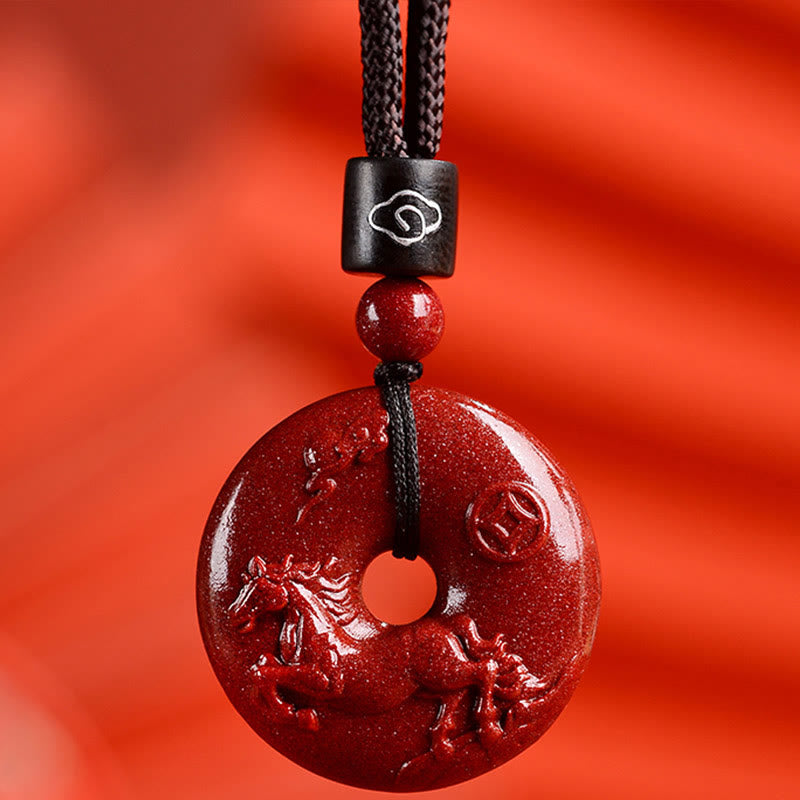 Chinese Zodiac Cinnabar Peace Buckle Calm Necklace Pendant