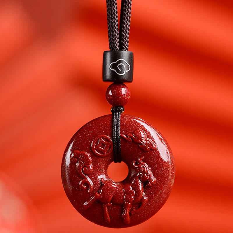 Chinese Zodiac Cinnabar Peace Buckle Calm Necklace Pendant