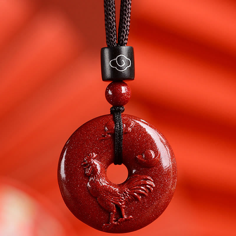 Chinese Zodiac Cinnabar Peace Buckle Calm Necklace Pendant