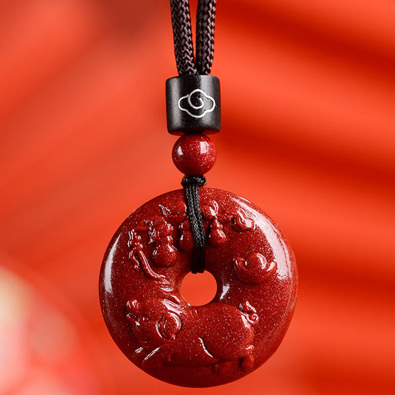 Chinese Zodiac Cinnabar Peace Buckle Calm Necklace Pendant