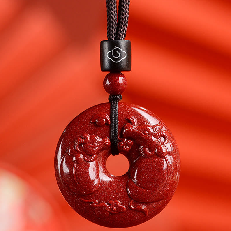 Chinese Zodiac Cinnabar Peace Buckle Calm Necklace Pendant