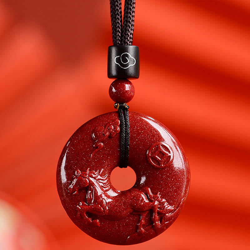 Chinese Zodiac Cinnabar Peace Buckle Calm Necklace Pendant