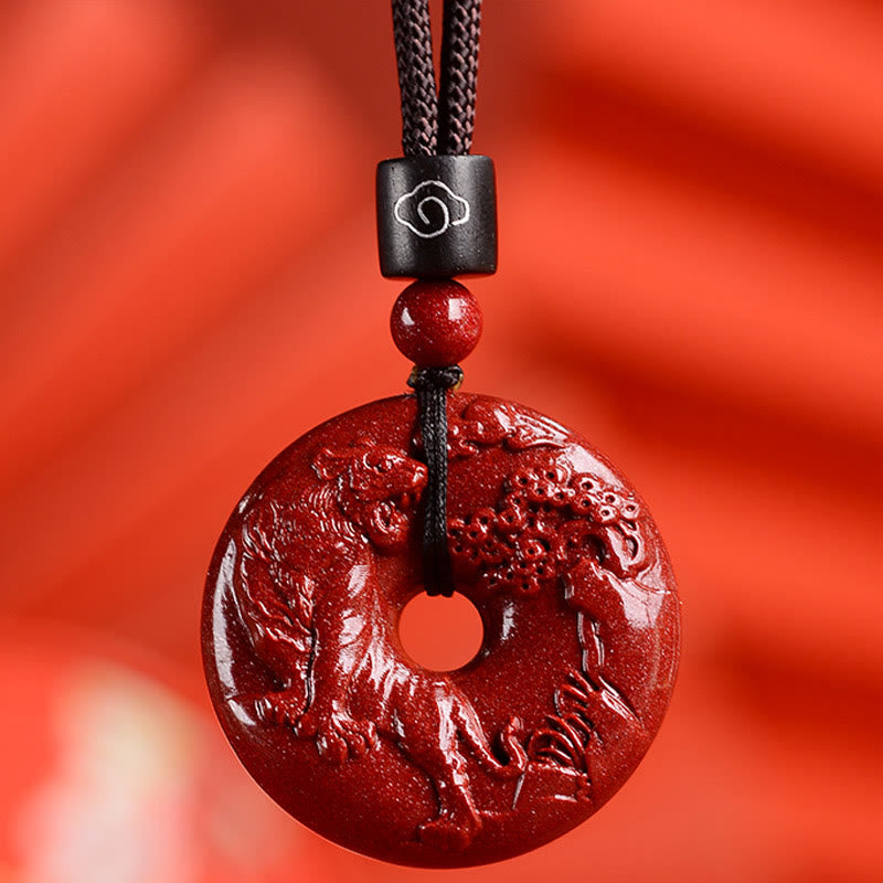 Chinese Zodiac Cinnabar Peace Buckle Calm Necklace Pendant
