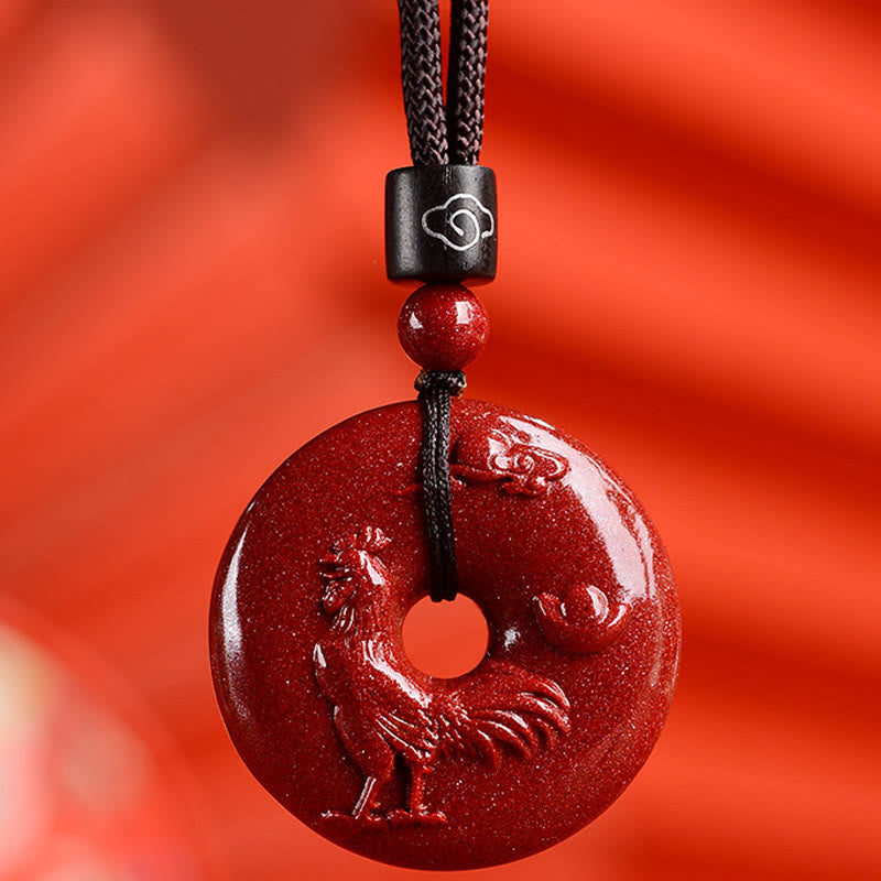 Chinese Zodiac Cinnabar Peace Buckle Calm Necklace Pendant