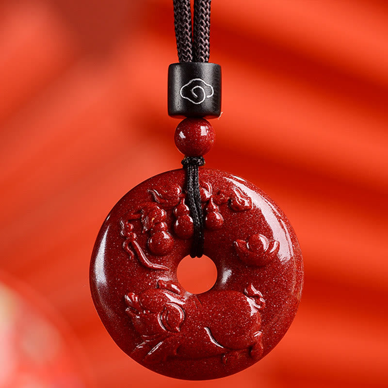 Chinese Zodiac Cinnabar Peace Buckle Calm Necklace Pendant
