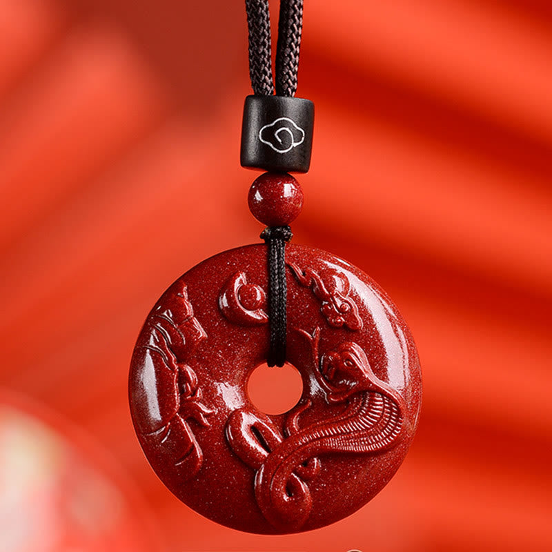 Chinese Zodiac Cinnabar Peace Buckle Calm Necklace Pendant