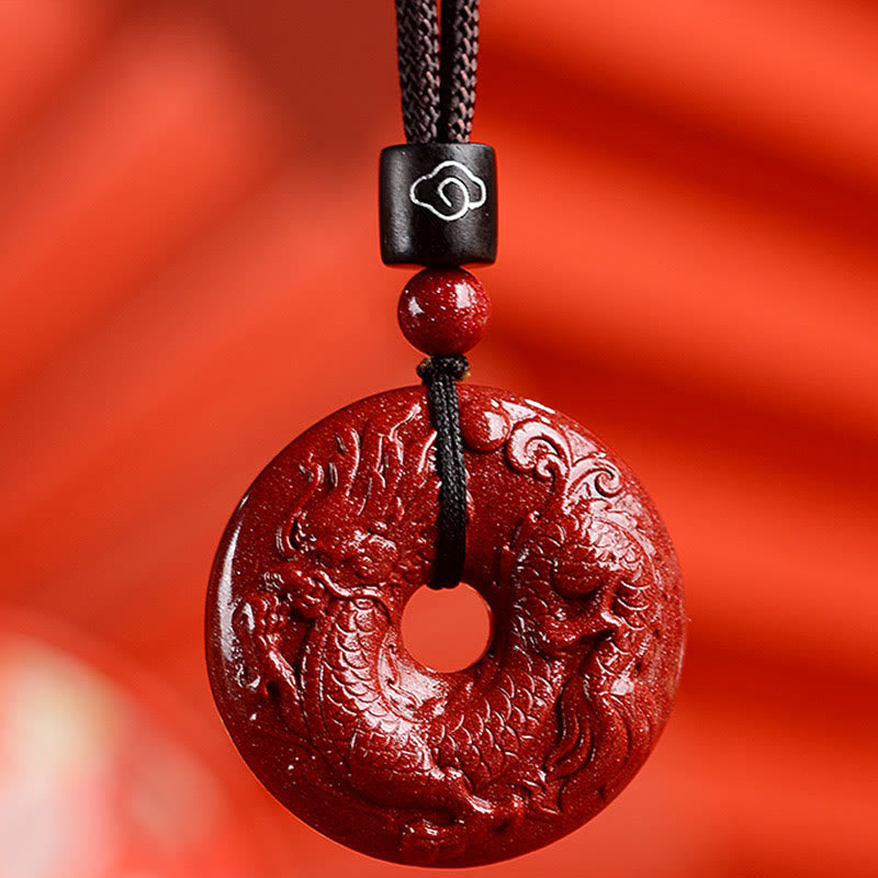 Chinese Zodiac Cinnabar Peace Buckle Calm Necklace Pendant