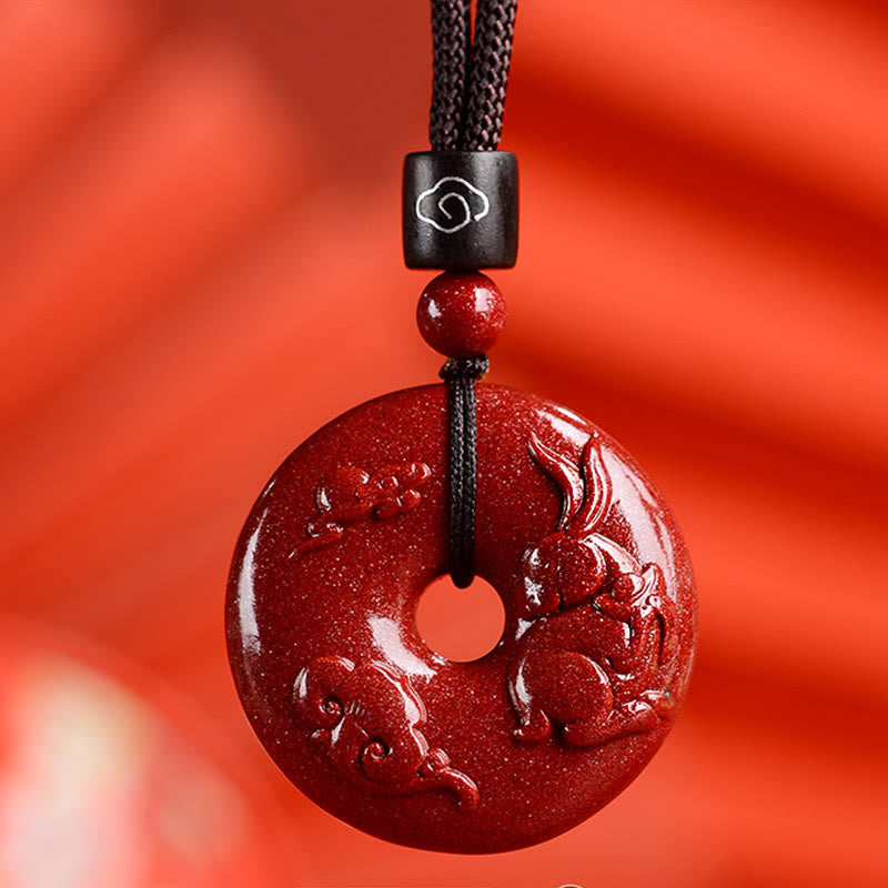Chinese Zodiac Cinnabar Peace Buckle Calm Necklace Pendant